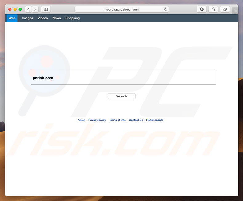 Pirate de navigateur vers search.parazipper.com sur un ordinateur Mac