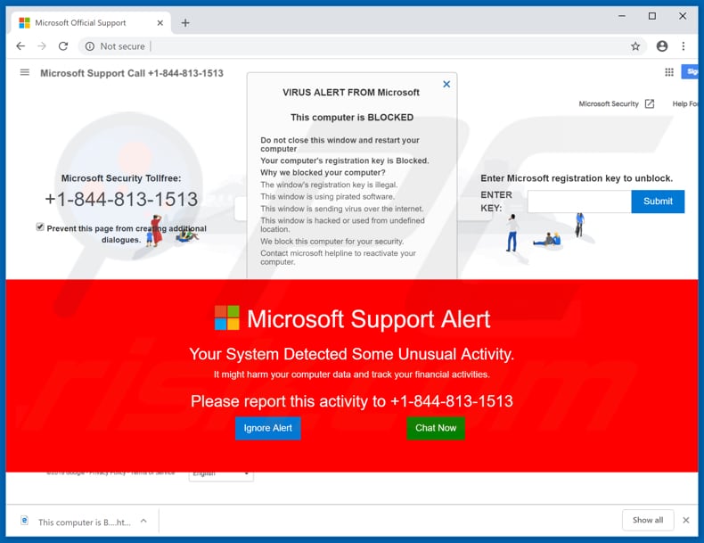 seconde Cet ordinateur est bloqué pop-up d'alerte de virus faux 