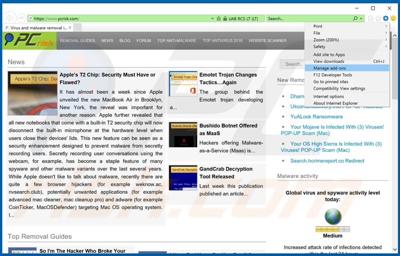 Suppression des publicités filezog.com dans Internet Explorer étape 1