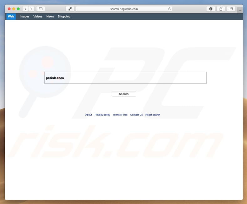 Pirate de navigateur search.hogwarin.com sur un ordinateur Mac