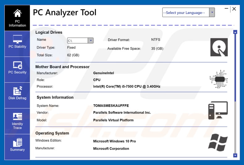 Application indésirable PC Analyzer Tool 