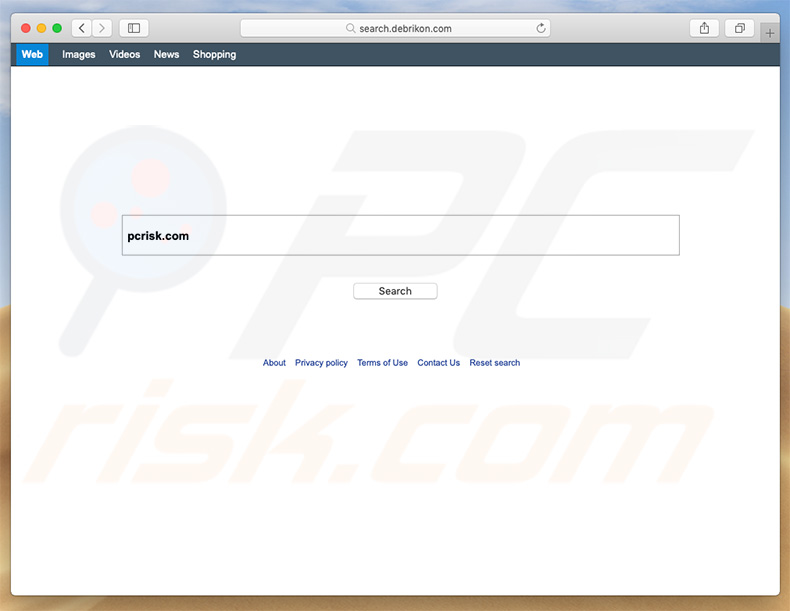 Pirate de navigateur search.debrikon.com sur un ordinateur Mac 