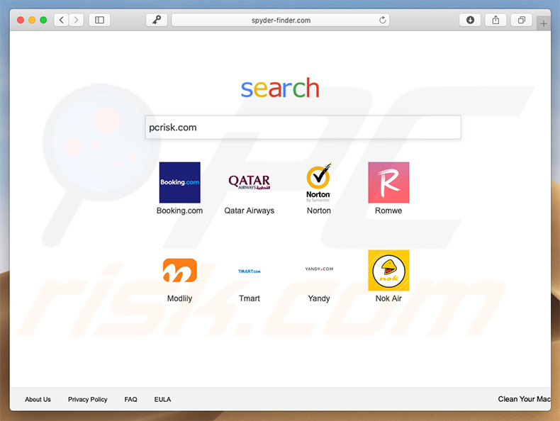 Pirate de navigateur spyder-finder.com sur un ordinateur Mac