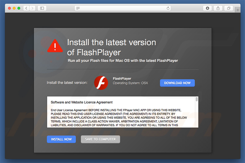 Faux Adobe Flash Player faisant la promotion de XMRig CPU Miner