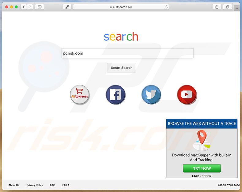 Pirate de navigateur cultsearch.pw sur un ordinateur Mac 