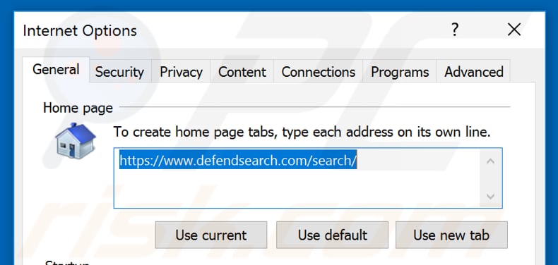 Suppression de la page d'accueil de defendsearch.com dans Internet Explorer 