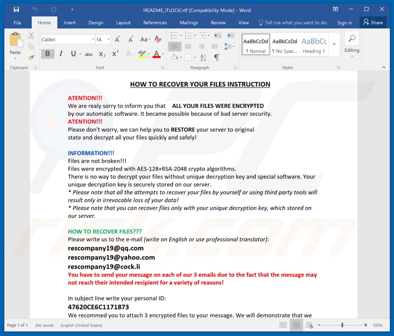 ITLOCK décrypter les instructions (!README_ITLOCK!.rtf)