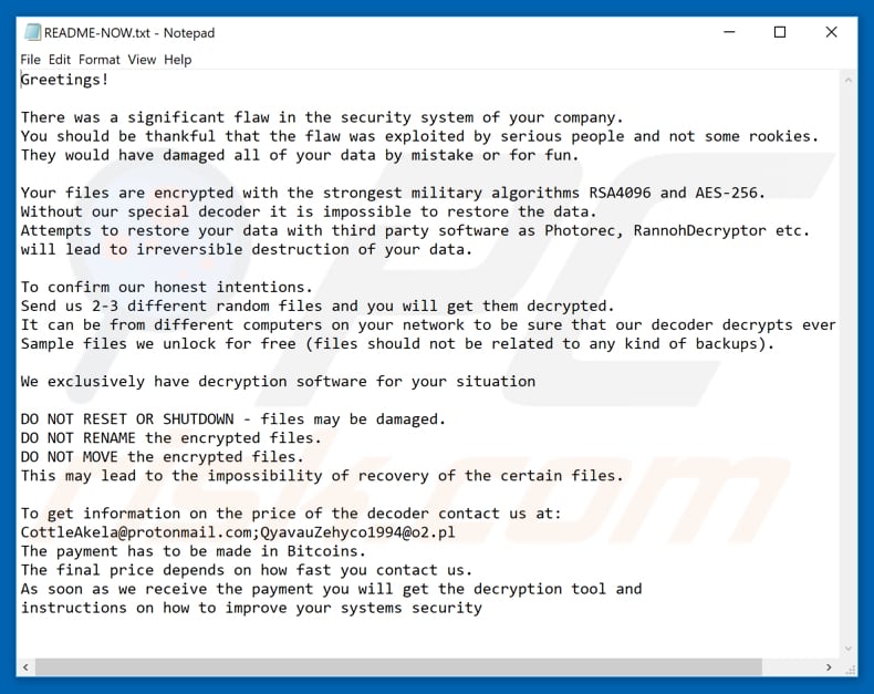 Instructions de décryptage de LockerGoga (README-NOW.txt)
