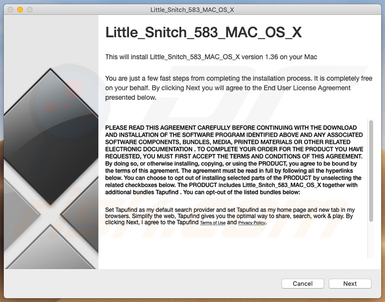 Insyallateur publicisant le Virus Mac EXE (exemple 1)