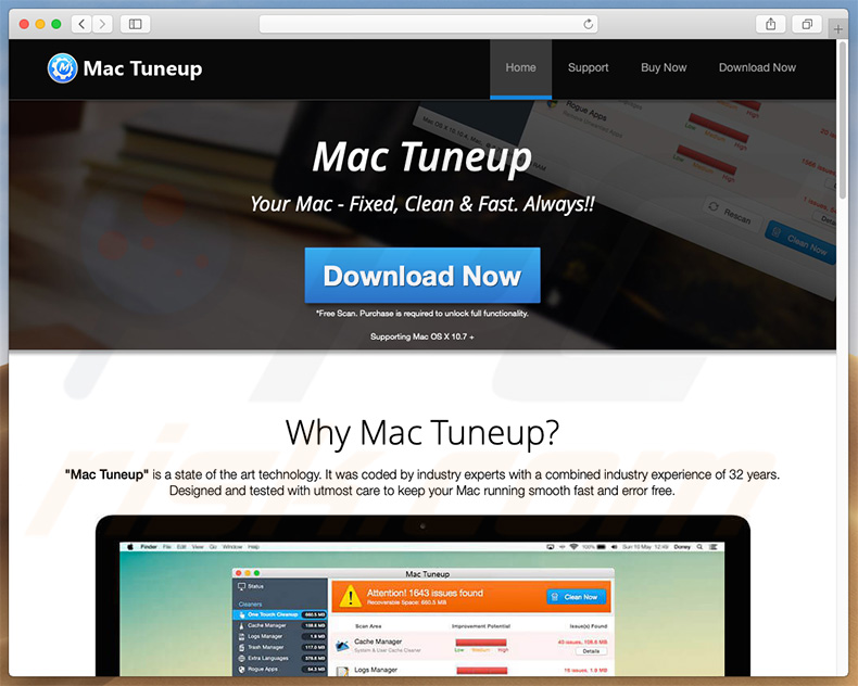 Site de téléchargement de l'application indésirable Mac Tuneup Pro