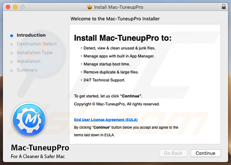 Configuration de l'nstallation de Mac Tuneup Pro