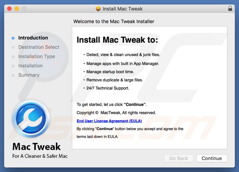 Installateur de l'application Mac Tweak 