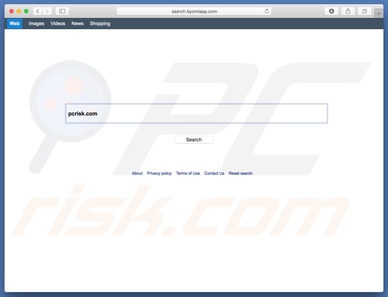 Pirate de navigateur search.byomlapp.com sur un ordinateur Mac 