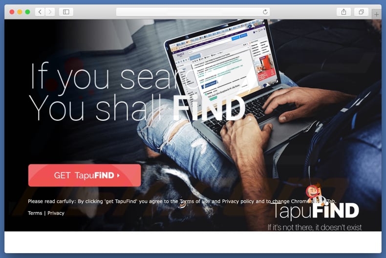 Site web douteux utilisé pour publiciser search.tapufind.com