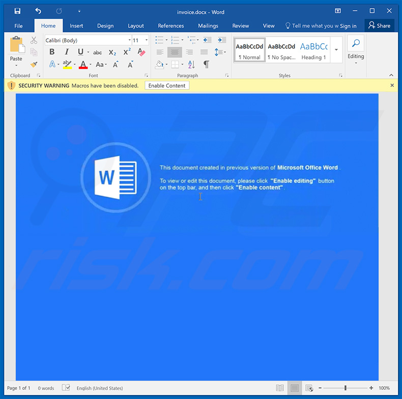 Ursnif trojan distributing word document