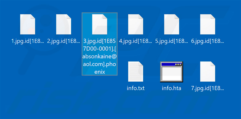 Fichiers cryptés par le rançongiciel Phoenix-Phobos (extension .phoenix)