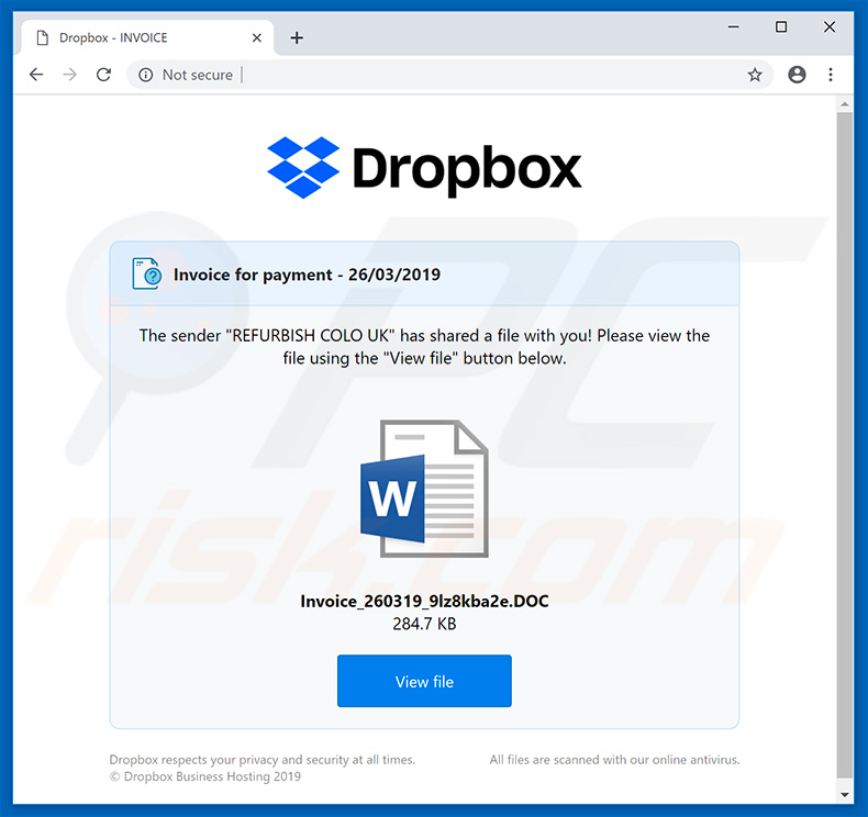 Tinynuke Pièce jointe malveillante Téléchargement Dropbox