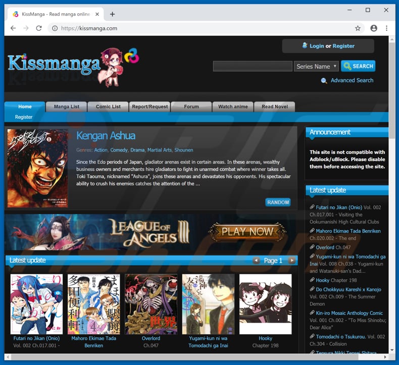 Kissmanga pop-up redirects