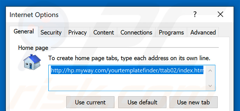 Removing hp.myway.com from Internet Explorer homepage