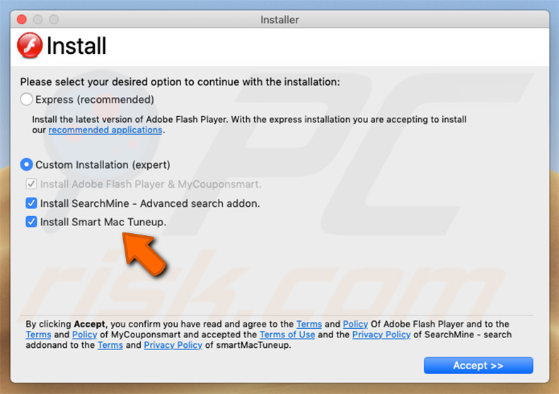 Smart Mac Tuneup potentially unwanted application promoting installer