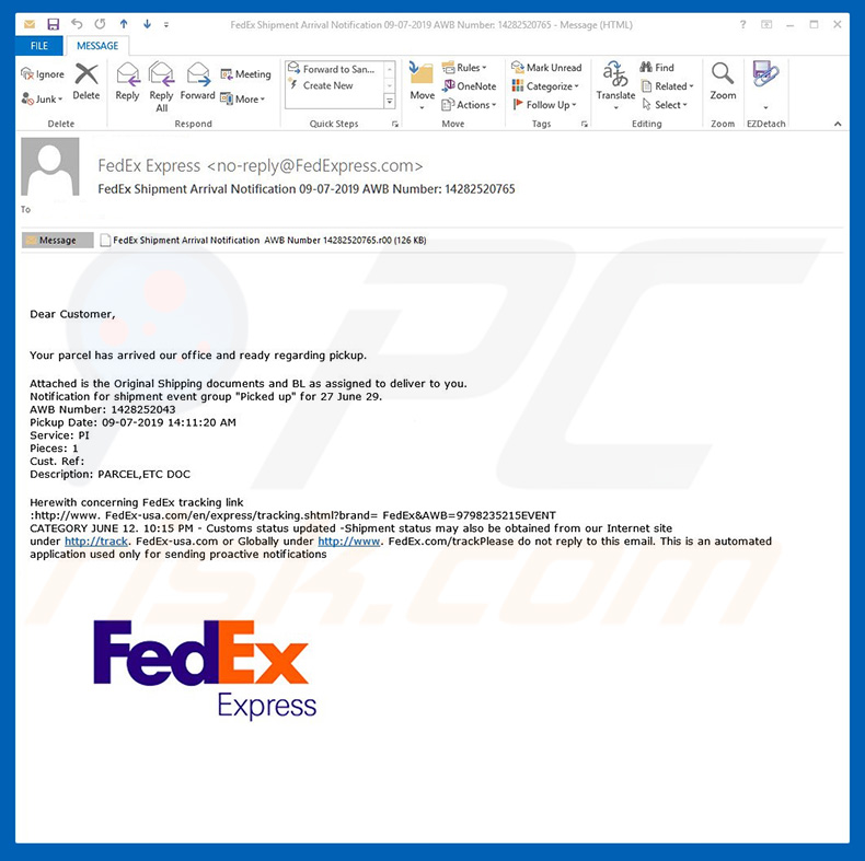 Virus de messagerie FedEx Express