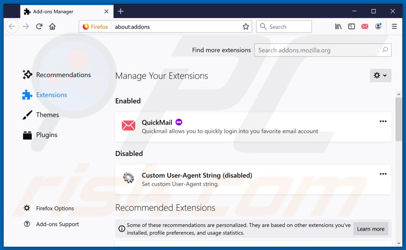 Removing hidemysearches.com related Mozilla Firefox extensions