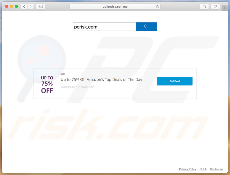 optimalsearch.me browser hijacker on a Mac computer