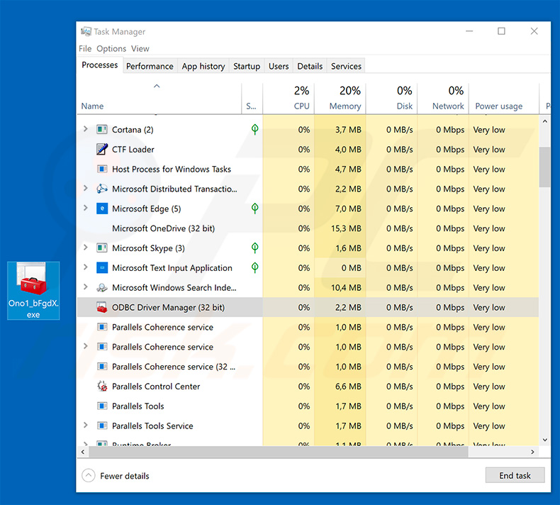 TrickBot trojan process