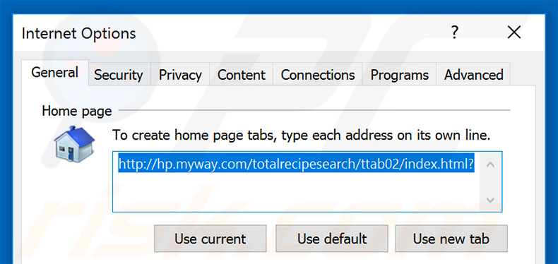 Removing myway.com from Internet Explorer homepage
