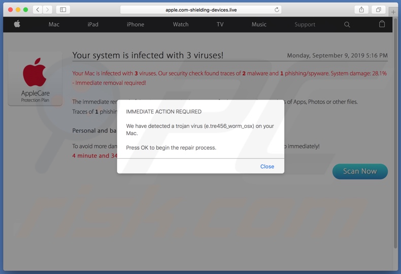 apple.com-shielding-devices[.]live scam