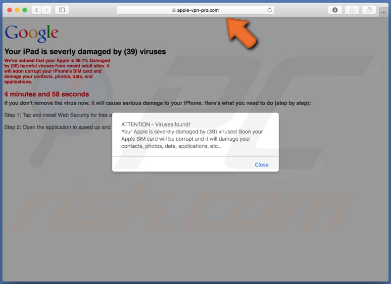 apple-vpn-pro.com pop-up message