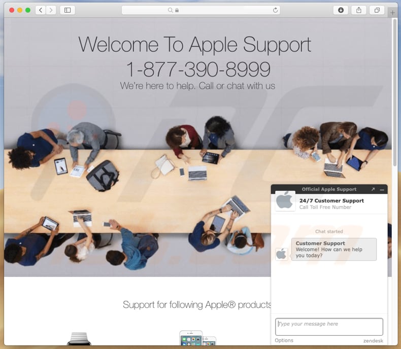 You have been redirected to Apple Support scam second page