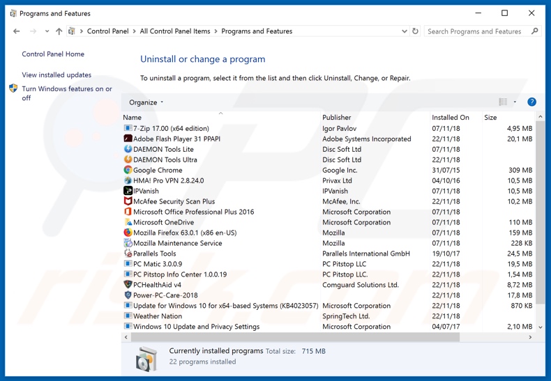 searchpowerapp.com browser hijacker uninstall via Control Panel