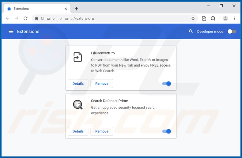 Removing fileconvertpro.co related Google Chrome extensions