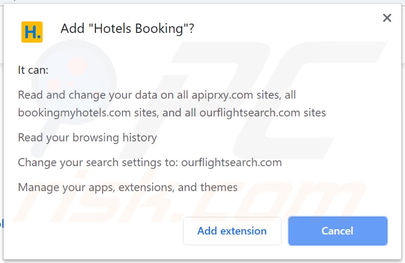 Hotels Booking wants to access various data on Chrome