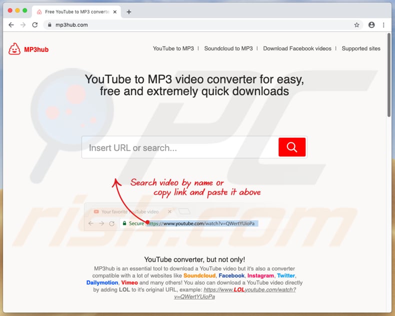 mp3hub[.]com pop-up redirects