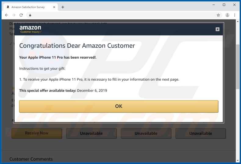Félicitations cher client Amazon escroquerie cinquième page