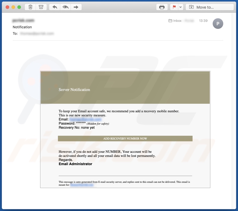 Email credentials phishing spam campagneh