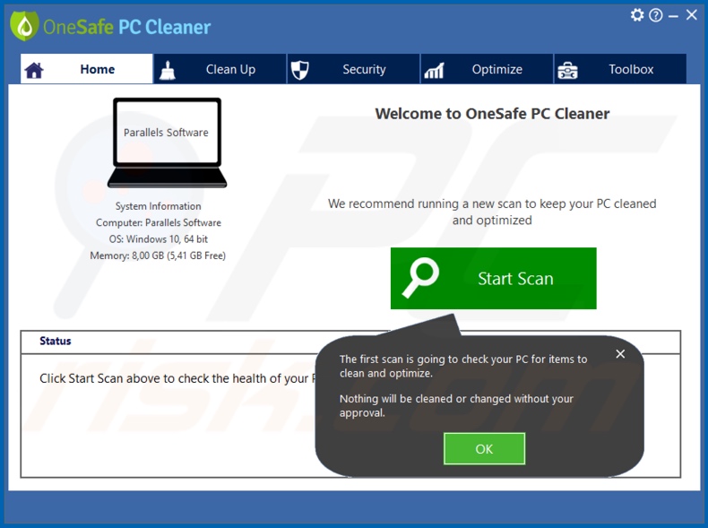 OneSafe PC Cleaner unwanted application
