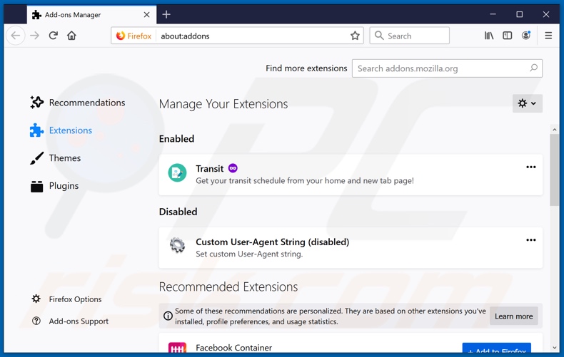 Removing blpsearch.com related Mozilla Firefox extensions