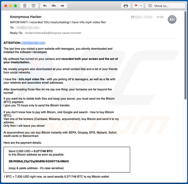 La dernière fois que vous avez visité une campagne de spam par e-mail sur un site porno (variante 2)