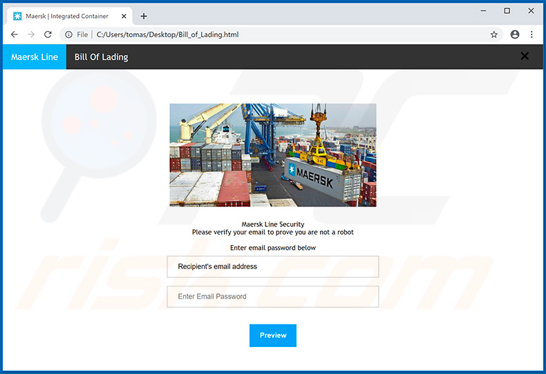 La campagne de spam par e-mail Maersk a utilisé une pièce jointe trompeuse - Bill_of_Lading.html