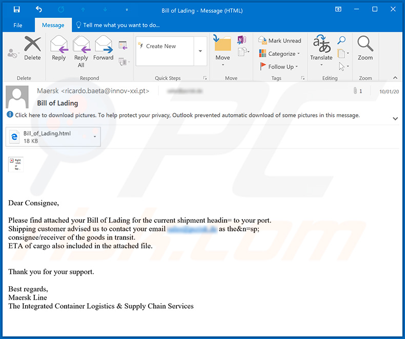 Campagne de spam par e-mail Maersk utilisée à des fins de phishing