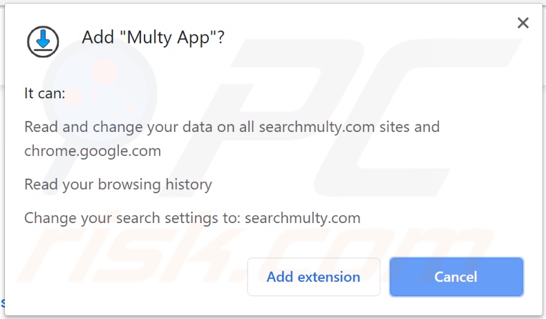 Multy App browser hijacker asking for permissions