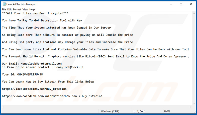 Text file created by the updated Odveta ransomware