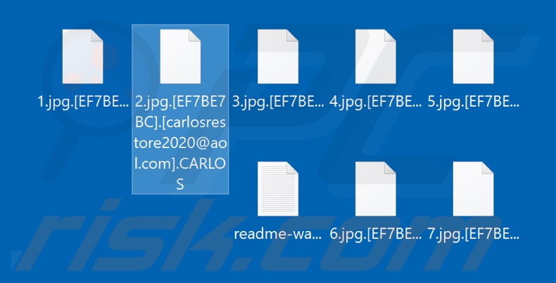 Fichiers cryptés par le ransomware CARLOS (extension .CARLOS)