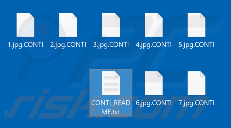 Fichiers cryptés par le ransomware CONTI (extension .CONTI)