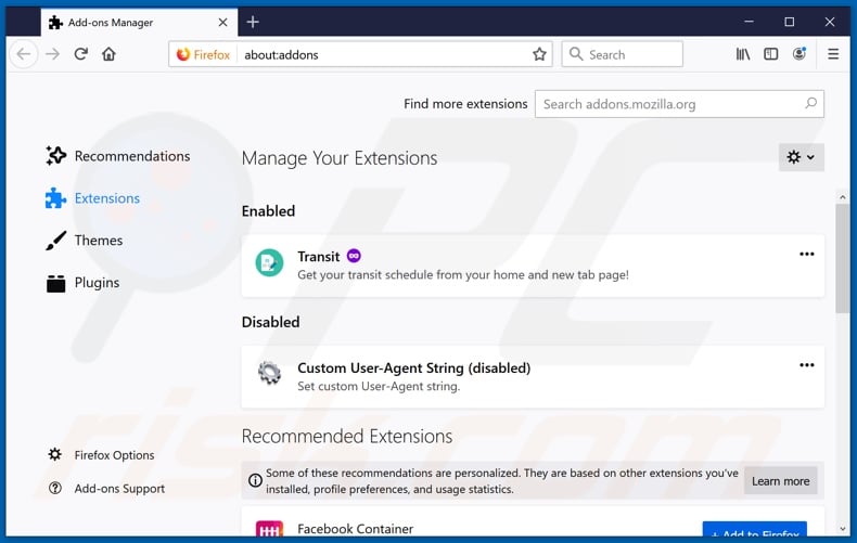 Removing feed.cranchit.com related Mozilla Firefox extensions