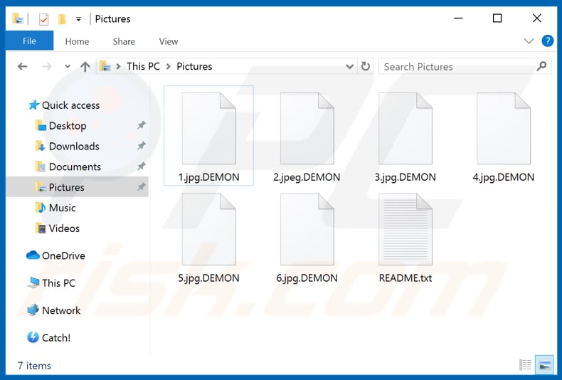 Fichiers cryptés par le ransomware DEMON (extension .DEMON)