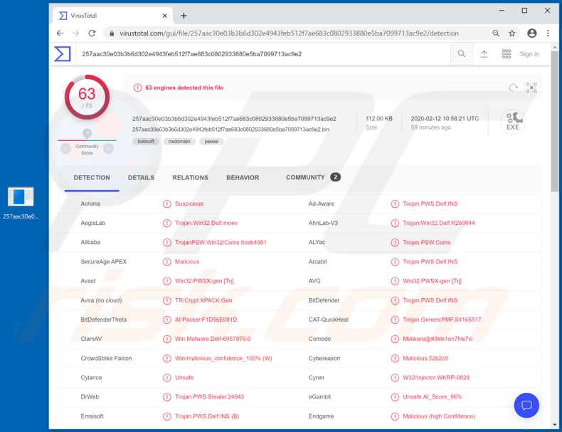 kbot rojan detections on virustotal